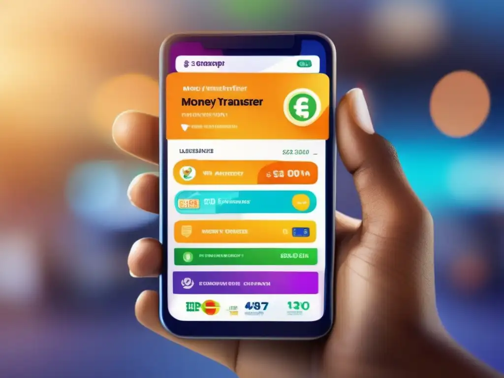 Transferencias de dinero globales: interfaz moderna y segura Una app de transferencia de dinero online con diseño moderno y vibrante