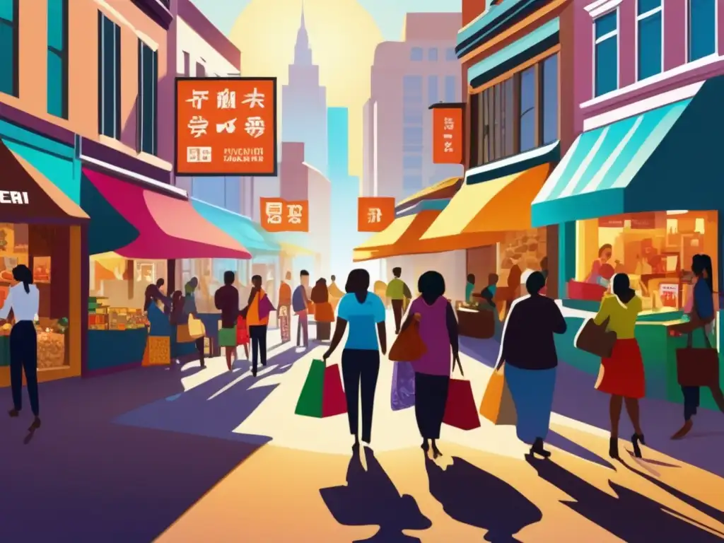 Vibrante escena urbana: compras y comercio en la ciudad - En una bulliciosa calle de la ciudad, el impacto de las transferencias de dinero impulsa a los negocios locales