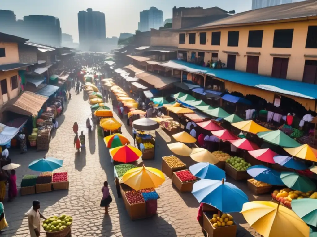 Mercado bullicioso: colores, cultura y comercio local Desde la bulliciosa plaza de mercado hasta los rascacielos, la importancia de las remesas en el desarrollo de economías locales es palpable