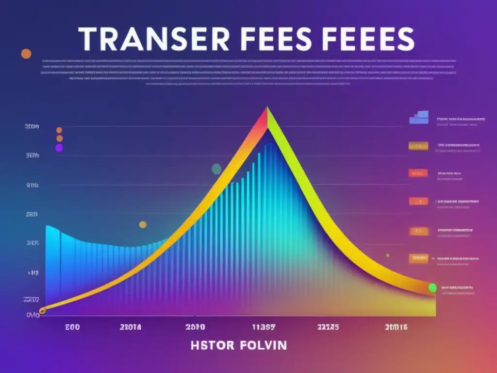 Captura la evolución dinámica de tarifas de transferencia- Una visualización futurista de la evolución de las tarifas de transferencias, con datos detallados y líneas de tendencia