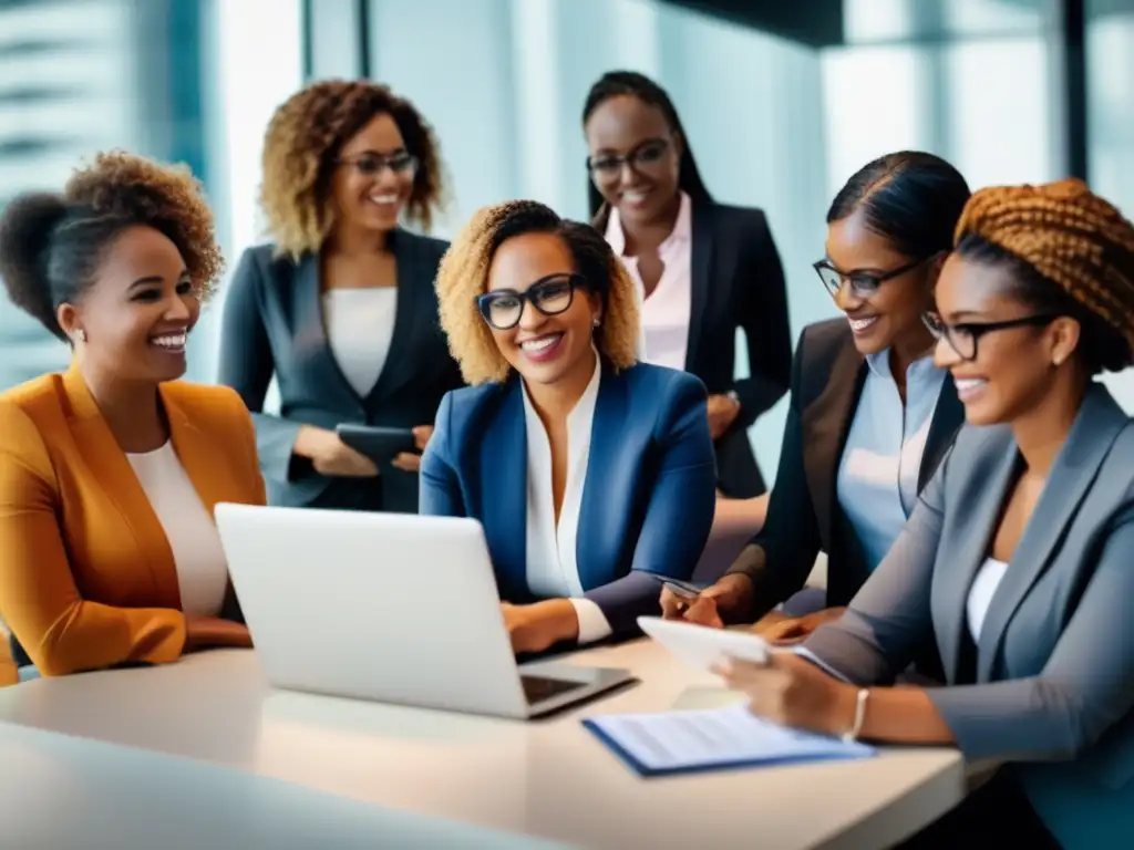 Mujeres Emprendedoras: Empoderamiento Económico- Un grupo diverso de mujeres emprendedoras planeando juntas