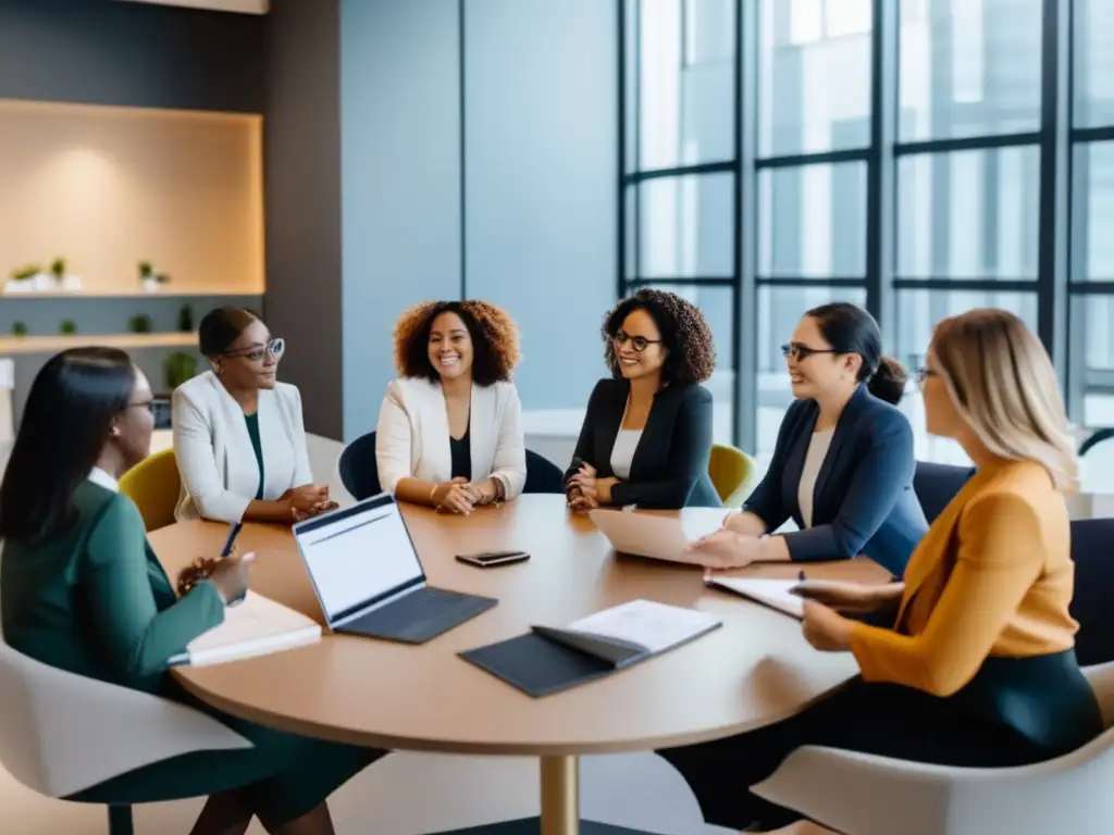 Empoderamiento femenino: Taller financiero con mujeres diversas Un grupo de mujeres diversas participa activamente en un taller financiero, empoderadas y determinadas