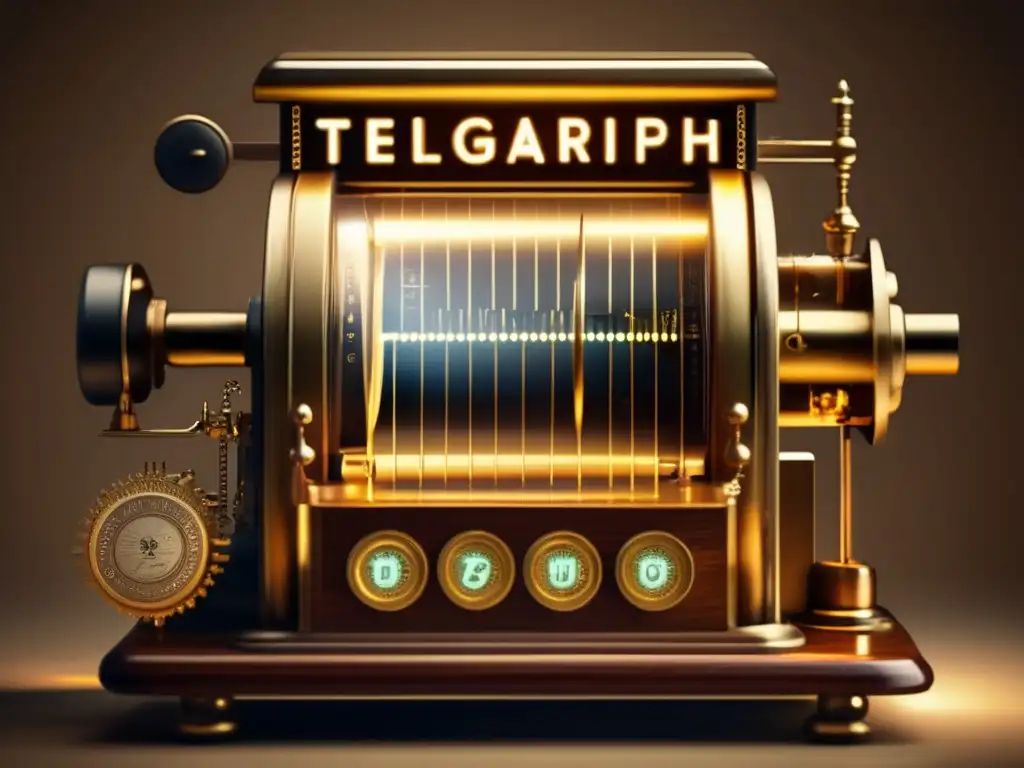 Evolución tarifaria: telégrafo vintage vs Una imagen detallada muestra una máquina telegráfica vintage iluminada por un foco, junto a una interfaz bancaria digital moderna en la pantalla de un smartphone, simbolizando la evolución de las tarifas de transferencias