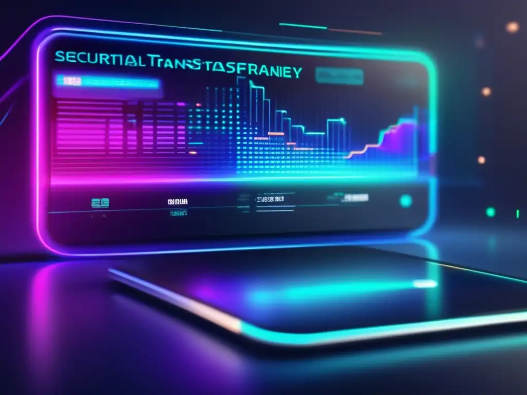 Transferencia internacional segura en interfaz bancaria futurista Una interfaz bancaria futurista muestra una transferencia internacional segura, con códigos de encriptación y flujos de datos