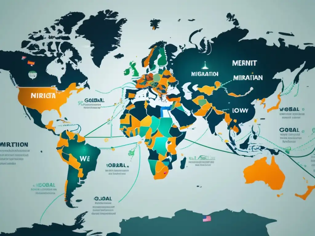 Mapa mundial detallado: flujo de remesas y políticas migratorias Mapa detallado muestra impacto políticas migratorias en transferencias de dinero
